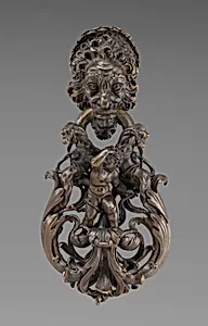 Door Knocker with Mask, Monsters and Putto