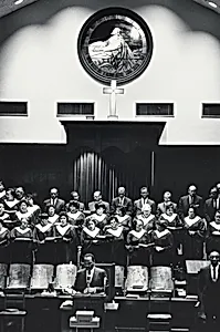 Dr. King at the pulpit of Ebenezer Baptist Church, Atlanta, addressing his congregation