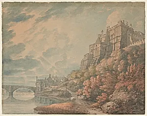 Durham Castle and Framwellgate Bridge from the Banks of the River Wear