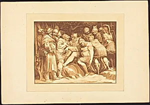 Dying Epaminondas by Johann Gottlieb Prestel after Polidoro da Caravaggio