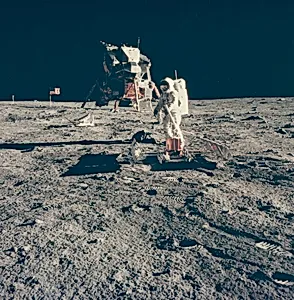 Early Apollo Scientific Experiments Package with Astronaut Buzz Aldrin