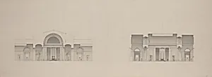 Early Studies:  Sections through Central Hall; Scheme without Dome