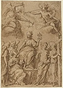 Ecclesia Surrounded by Angels Holding the Instruments of the Passion