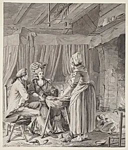 Elegant Couple Lunching in a Country Cottage