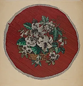 Embroidered Footstool Cover