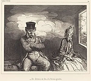 En Chemin de fer... un voisin agréable (On the Railroad... an agreeable neighbor) by Honoré Daumier