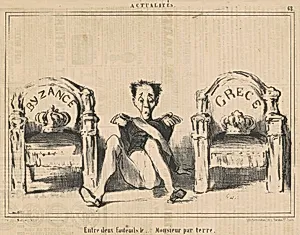 Entre deux fauteuils le ...monsieur par terre by Honoré Daumier