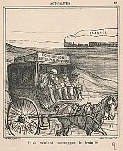 Et ils veulent rattraper le train!!! by Honoré Daumier