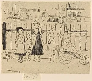 Events over the Railings, Chelsea Embankment by Théodore Roussel