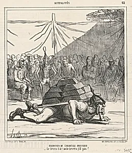 Exercises de l'hercule prussien by Honoré Daumier
