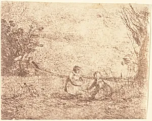 Farm Children (Les Enfants de la ferme) by Jean-Baptiste-Camille Corot