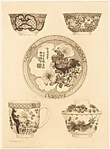 Five Pieces of China by Jules-Ferdinand Jacquemart