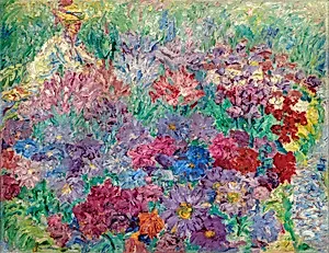 Flower Garden, Kneeling Woman with Hat