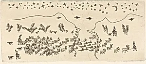 Folk Scene: Men Driving a Herd of Reindeer across a River