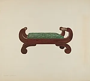 Foot Stool - Mahogany with Horse Hair Covering
