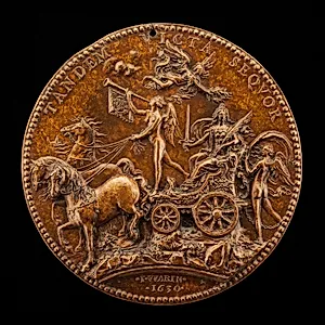 Fortune Chained to a Chariot Carrying Fame and France [reverse]