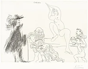 Four Porters Bringing a Young Woman on a Litter to a Gentleman