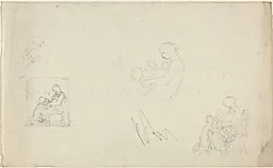 Four Studies of a Seated Woman with Children at Her Feet (Sketches for the Monument to Lady FitzHarris?) by John Flaxman