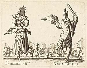 Fracischina and Gian Farina by after Jacques Callot