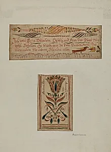 Fractur Paintings (Upper-a Hymn; Lower- Religious Motto)