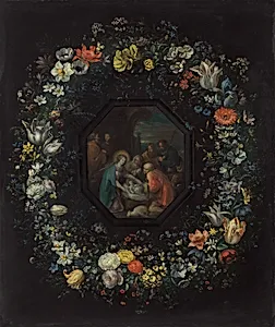 Garland of Flowers with Adoration of the Shepherds