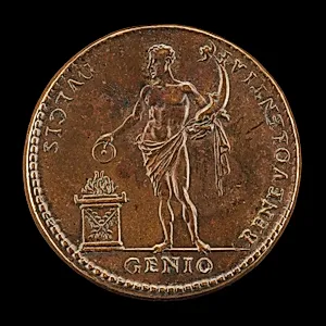Genius Holding a Dolphin and Pouring a Libation [reverse]