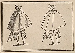 Gentleman in Large Mantle, Seen from Behind