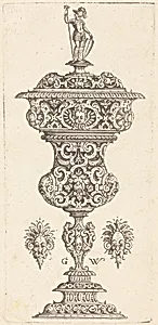 Goblet with lid surmounted by a Roman soldier