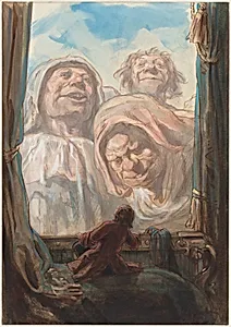 Gulliver Awed by Three Giant Beggars in the Land of Brobdingnag