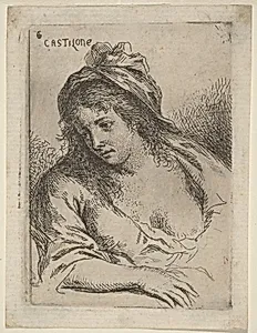 Half-Length Figure of a Woman Looking Sideward