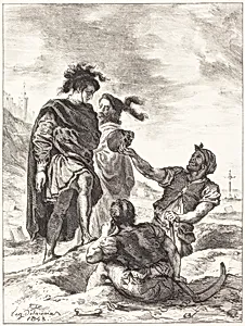 Hamlet and Horatio before the Gravediggers (Act V, Scene I) by Eugène Delacroix