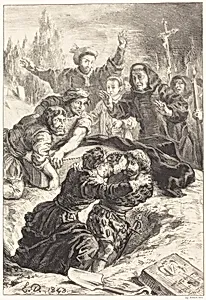Hamlet and Laertes in the Grave of Ophelia (Act V, Scene I) by Eugène Delacroix