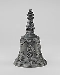 Hand Bell with Orpheus Playing to the Animals, and Poppy Plants