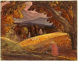 Harvesters by Firelight by Samuel Palmer