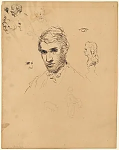 Head of a Man, with Various Studies