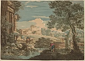 Heroic Landscape with Fisherman, Cows, and Horsemen