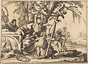 Holy Family with Angels and the Cross, Crushing a Serpent by Laurent de La Hyre