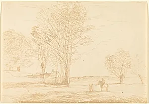 Horseman Halted in the Countryside (Cavalier arrete dans la campagna) by Jean-Baptiste-Camille Corot