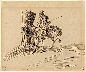 Horseman with Peasant by Giuseppe Bernardino Bison
