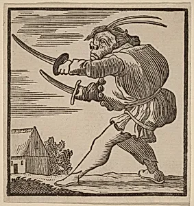 Hunchback Brandishing Two Swords