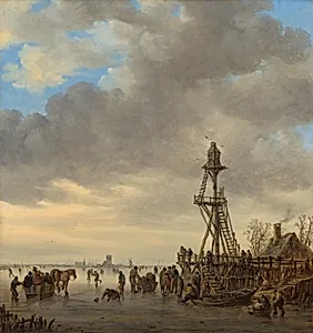 Ice Scene near a Wooden Observation Tower