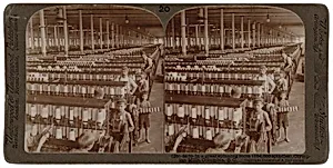 "In a Great Spinning Room (104,000 Spindles), Olympian Mills, Columbia, South Carolina"