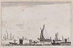 Inland Waterway with Two Galliots at the Right by Reinier Nooms, called Zeeman