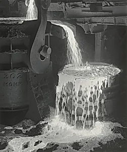 IS 1499, Inland Steel Company, Tapping Open Hearth Furnace, East Chicago, Indiana