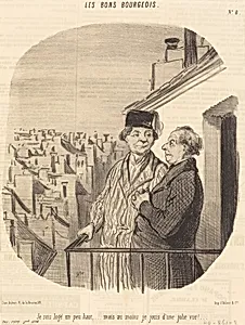 Je suis logé un peu haut... mais... je jouis d'une jolie vue! by Honoré Daumier