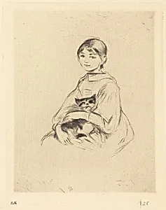 Julie Manet Holding a Cat by Berthe Morisot, after Auguste Renoir