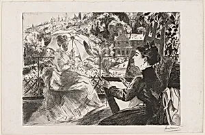 La Terrasse de la Villa Brancas by Félix Bracquemond