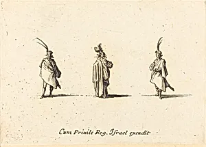 Lady in Long Cloak, and Two Gentlemen by Jacques Callot