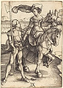 Lady on Horseback and the Lansquenet by Albrecht Dürer