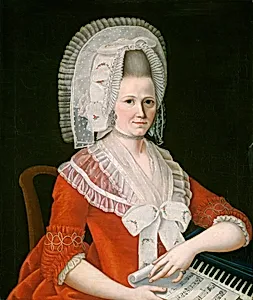 Lady Wearing a Large White Cap